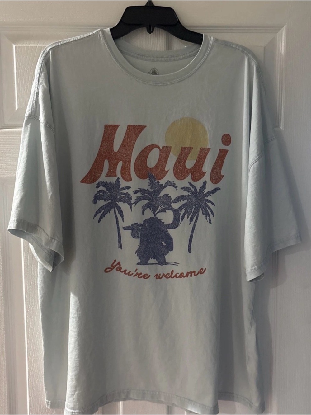 Disney Light Blue Maui Graphic Short Sleeve Tee with Sunset Print